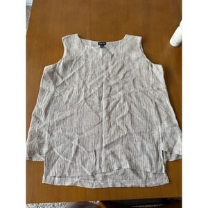 Ronen Chen Sleeveless Linen Blend Top Tunic Women's Size 2 Neutral Casual‎